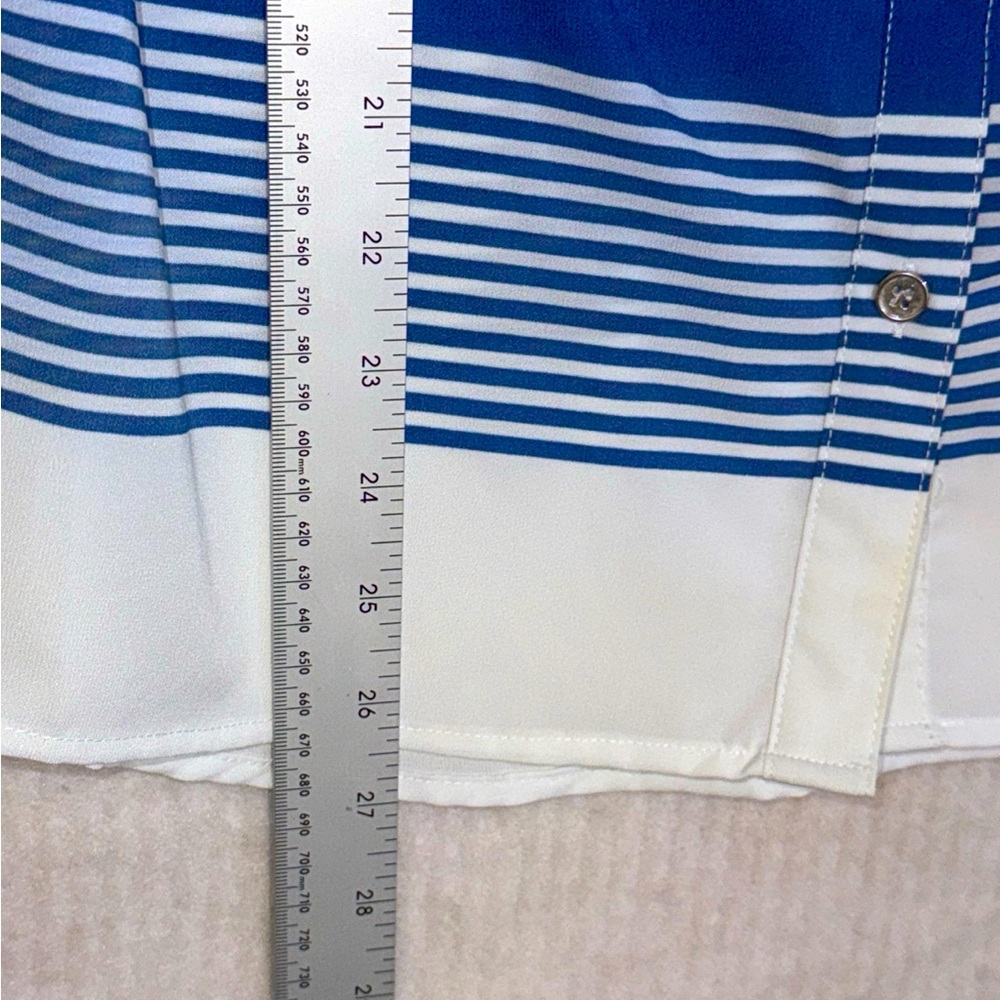 Notations Blouse Shirt Women's Large Round-Neck Wrap Long Sleeve Colorful Blue - Picture 5 of 7